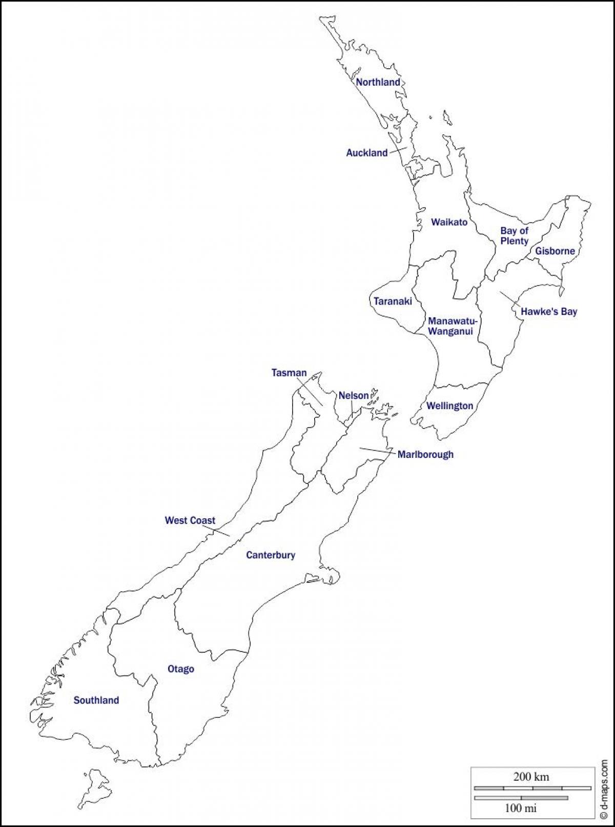 Пустая карта Новой Зеландии