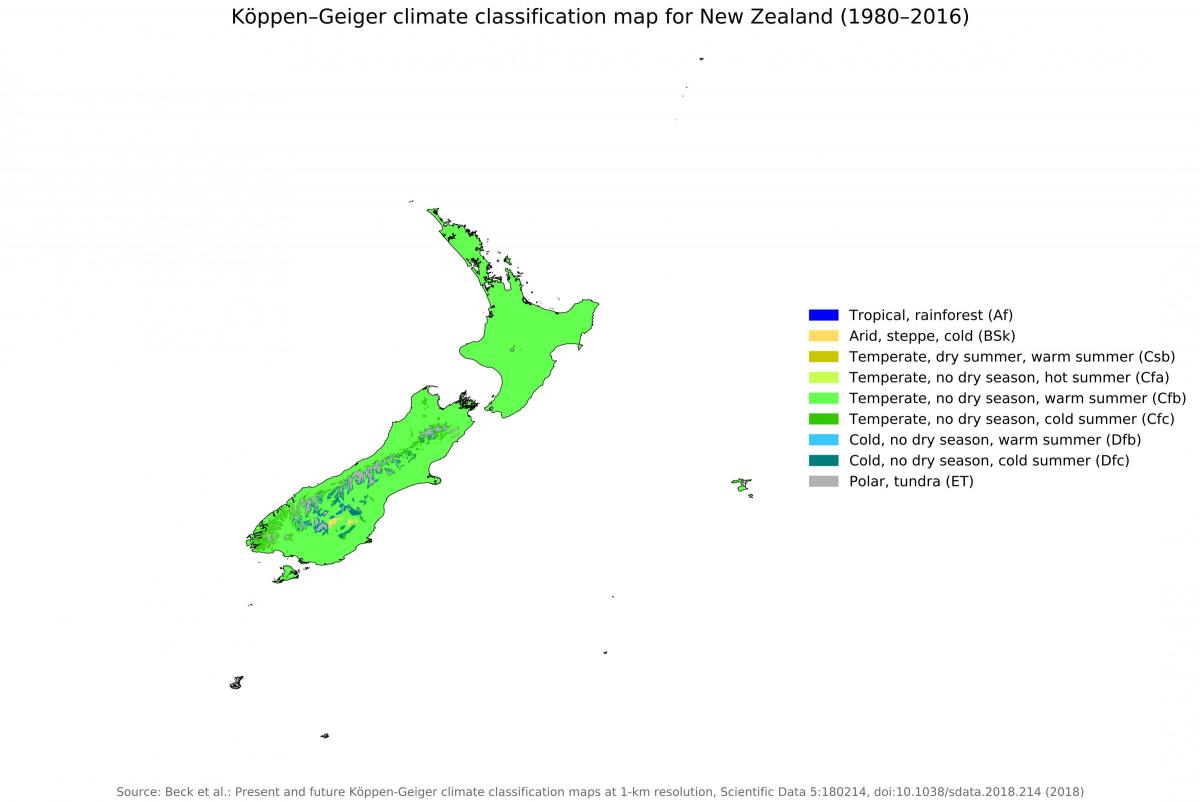 карта температур Новой Зеландии