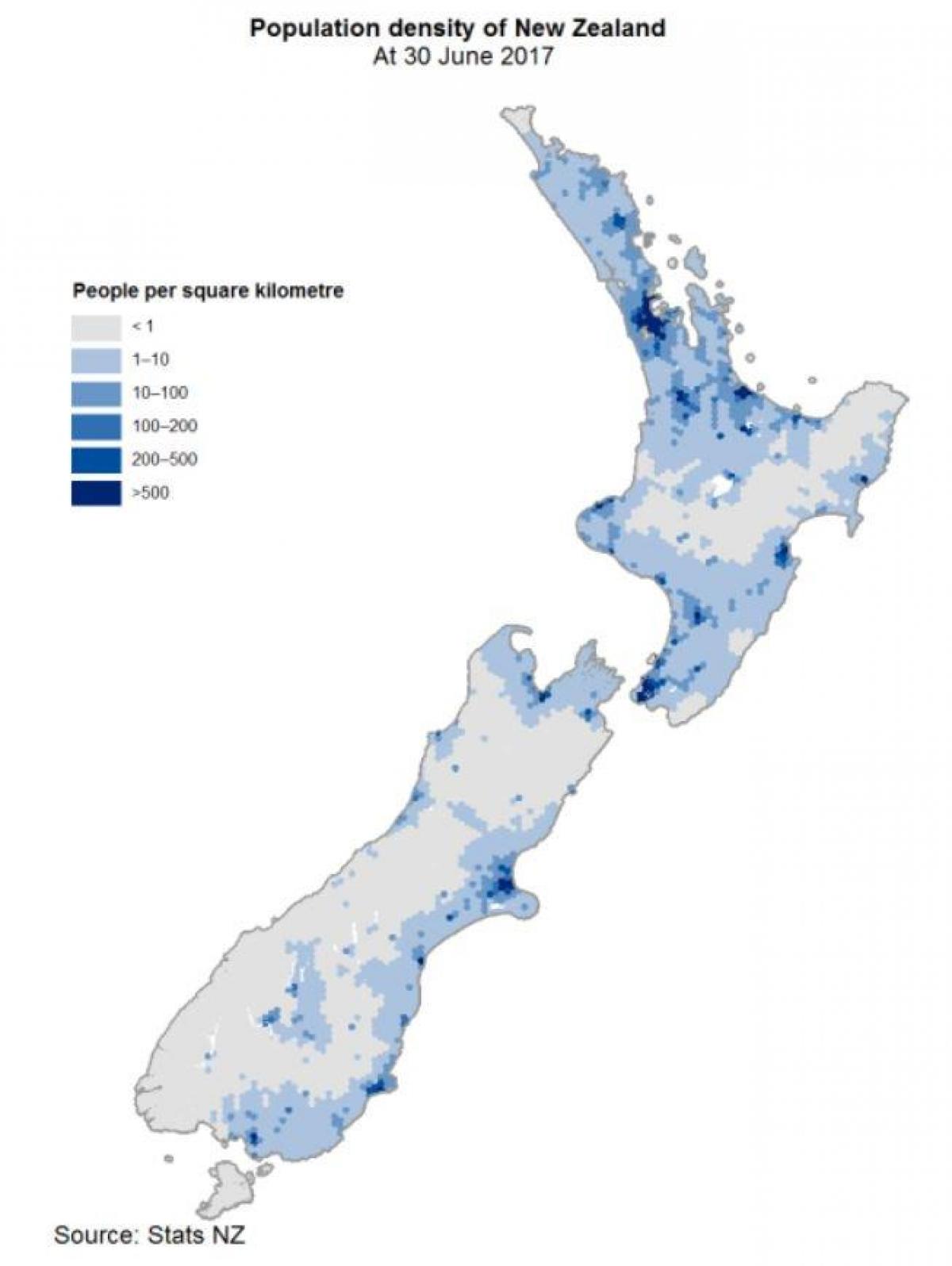 карта плотности Новой Зеландии
