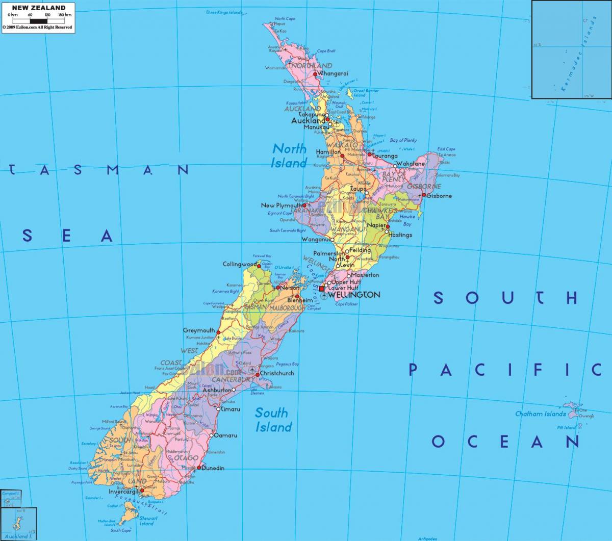 административная карта Новой Зеландии