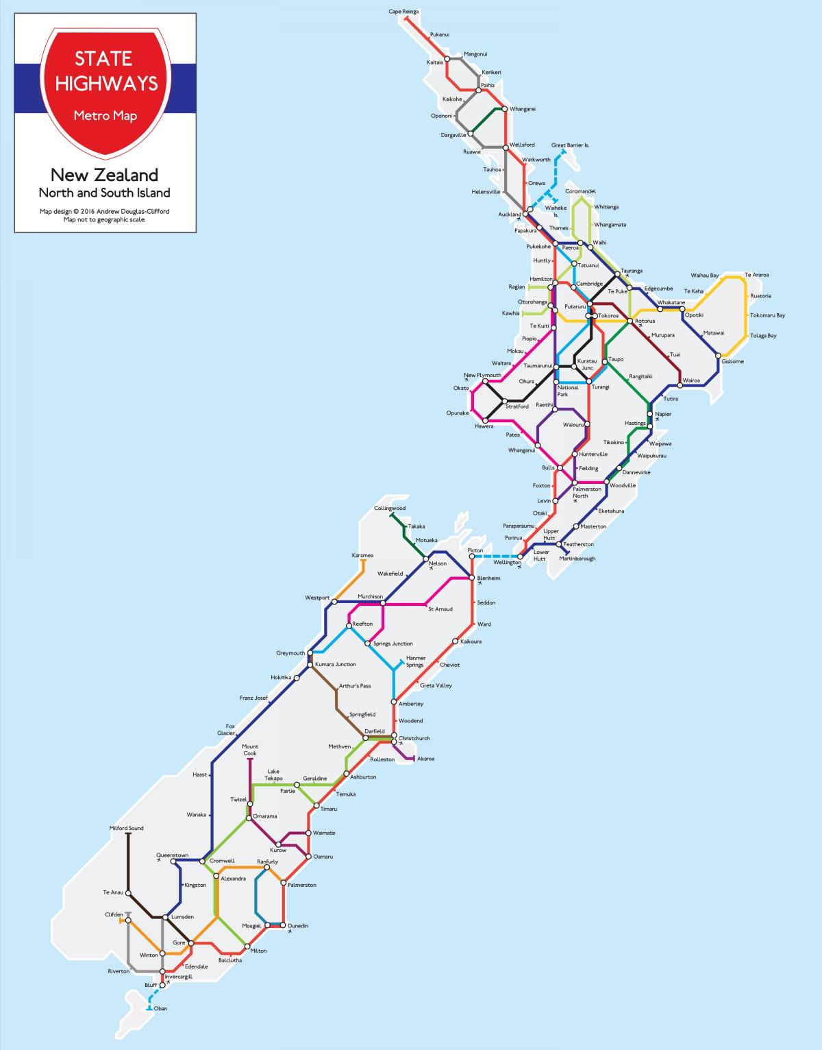 карта автомагистралей Новой Зеландии