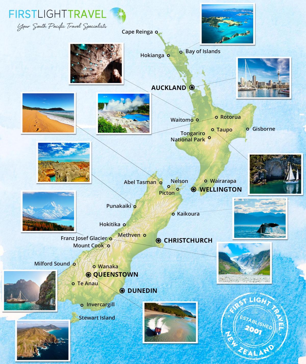 туристическая карта Новой Зеландии